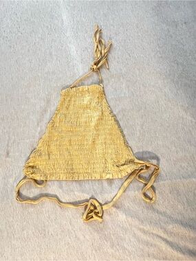 Smocked Halter Crop Top in Mustard Yellow